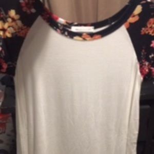 Reborn J Tops - Ivory with Navy Floral Raglan Reborn J Tops - Ivory with Navy Floral Raglan